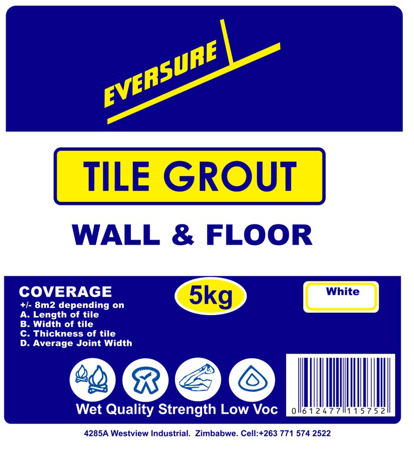 Eversure Tile Grout White 5kg in Masvingo Zimbabwe